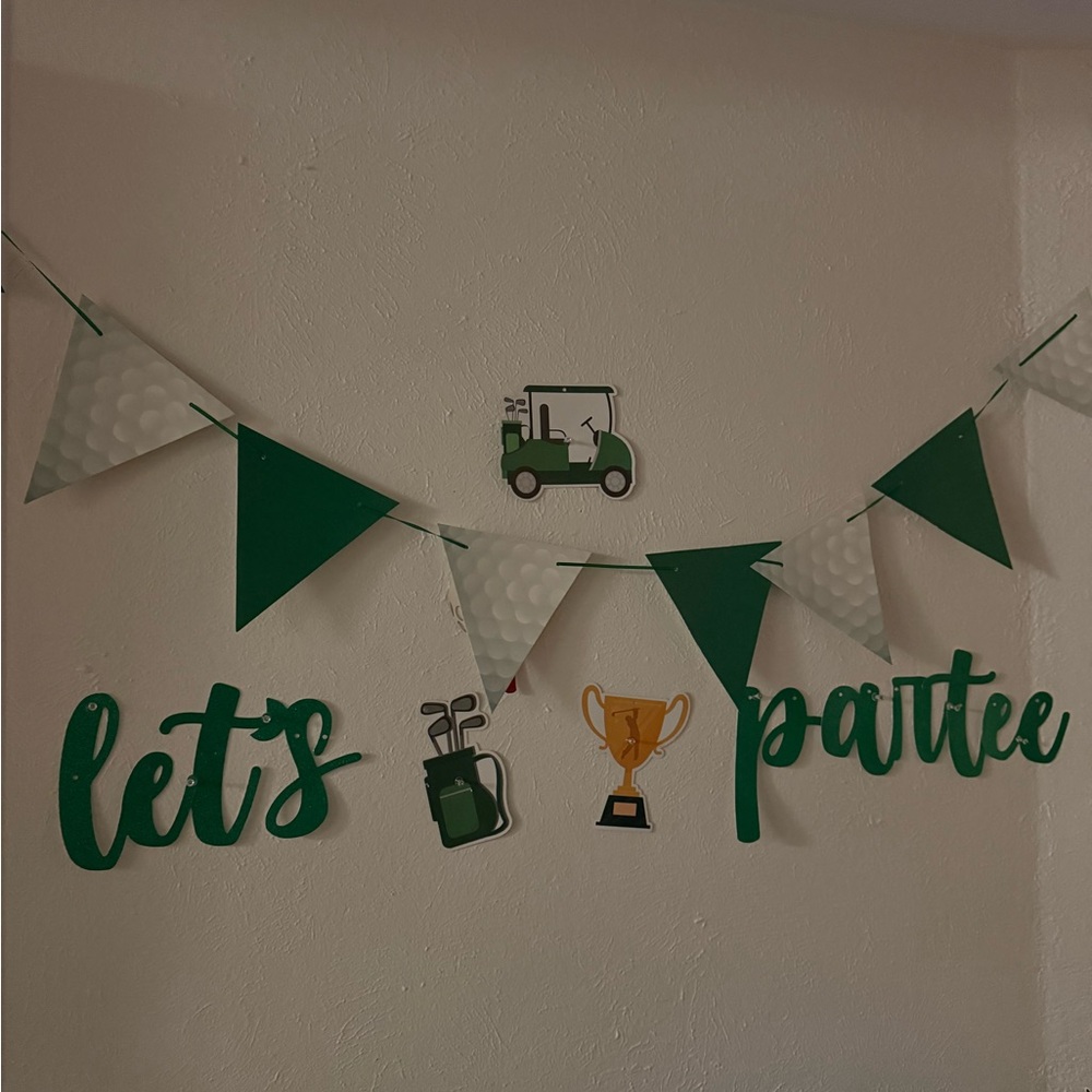 Green "Let's Partee" Golf Banner Party Decoration